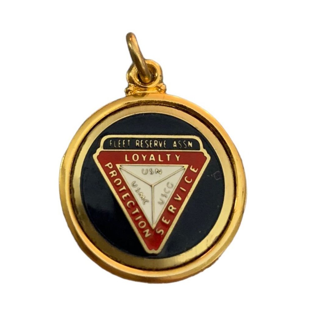 Vintage Fleet Reserve Assn Goldtone Charm Pendant 3/4" Diameter